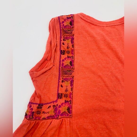 FREE PEOPLE Sz small MARCY EMBROIDERED SLEEVELESS TANK TOP IN RED ORANGE - Picture 7 of 7